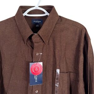 Sonoma Chamois Flannel Shirt Button Down Mens LT Dark Brown Heather Long Sleeve